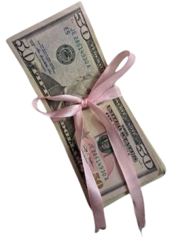 money tied to a pink ribbon