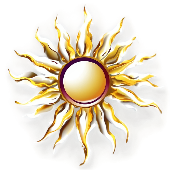 a yellow sun with rays on a white background