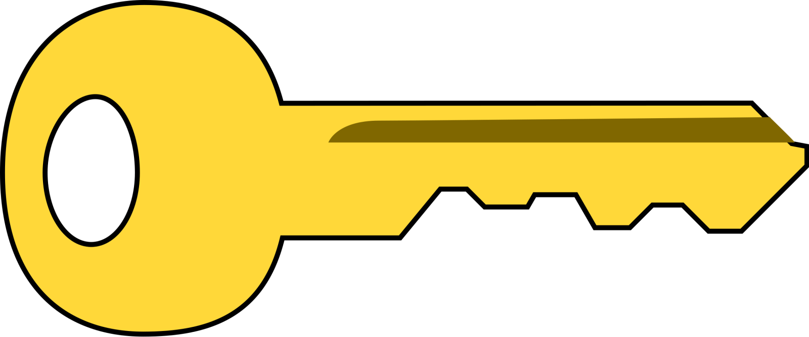 a yellow key with a brown handle