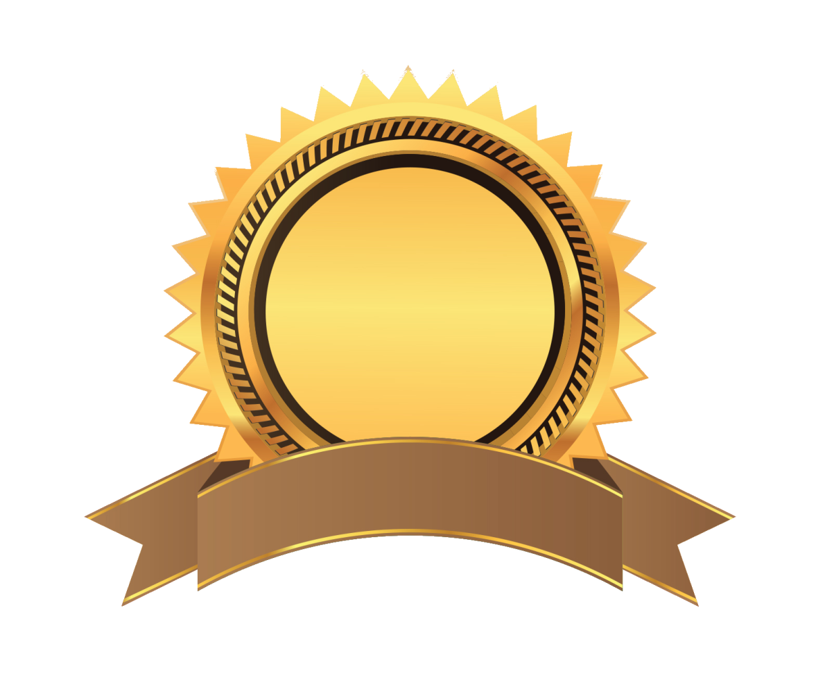 a gold medal with a ribbon around it