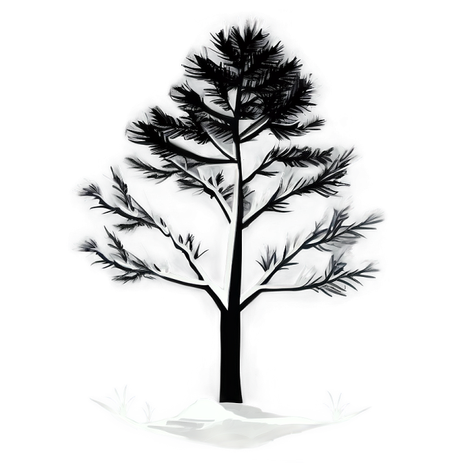 a black and white drawing of a tree