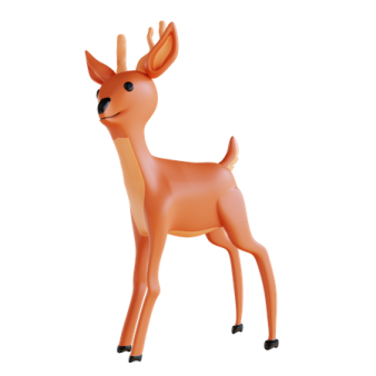 an orange toy deer standing on a white background