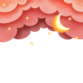 a cloud with stars and the moon above it
