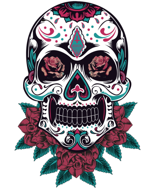 a sugar skull with roses on it