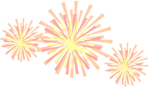 a group of yellow and pink fireworkss