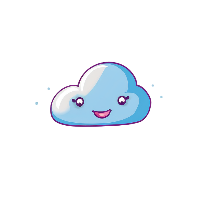 a blue and white cloud with a smiling face