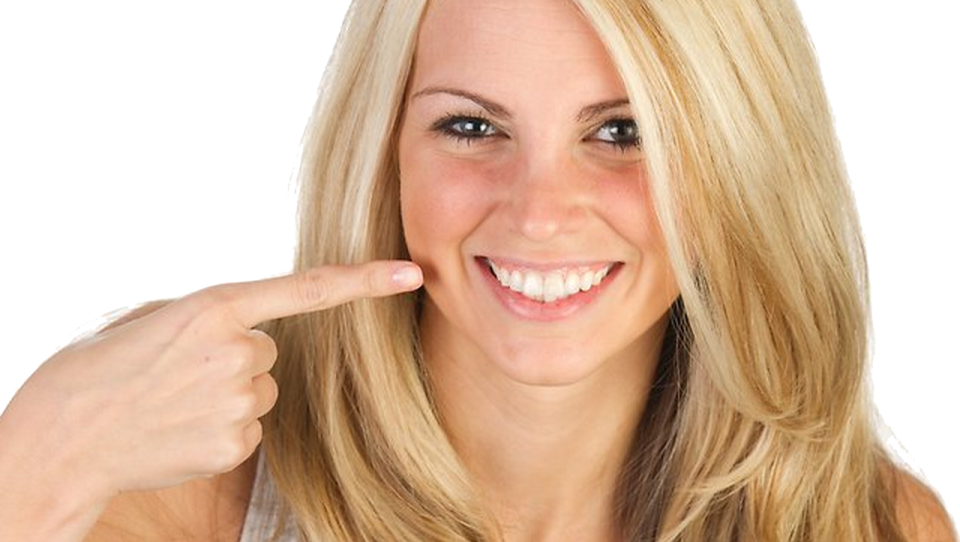 a woman pointing her finger at the camera