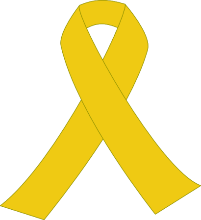 a yellow ribbon on a white background
