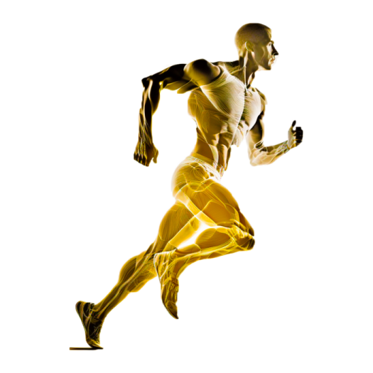 a man running on a white background