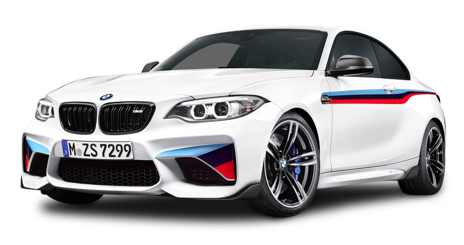 a white bmw m240 with red, blue and white stripes
