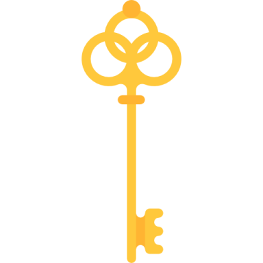 a golden key with a flower on it