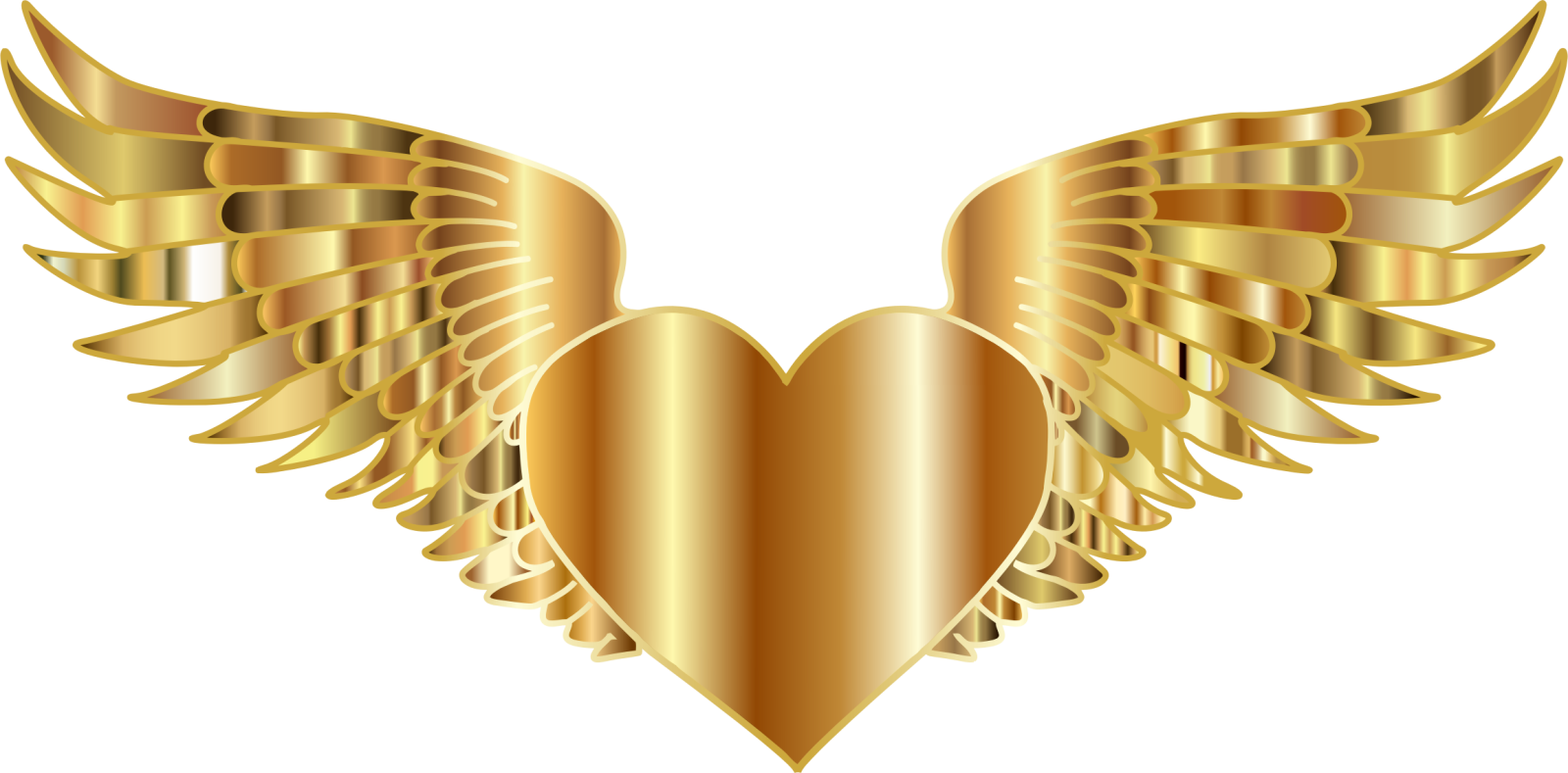 a gold heart with wings