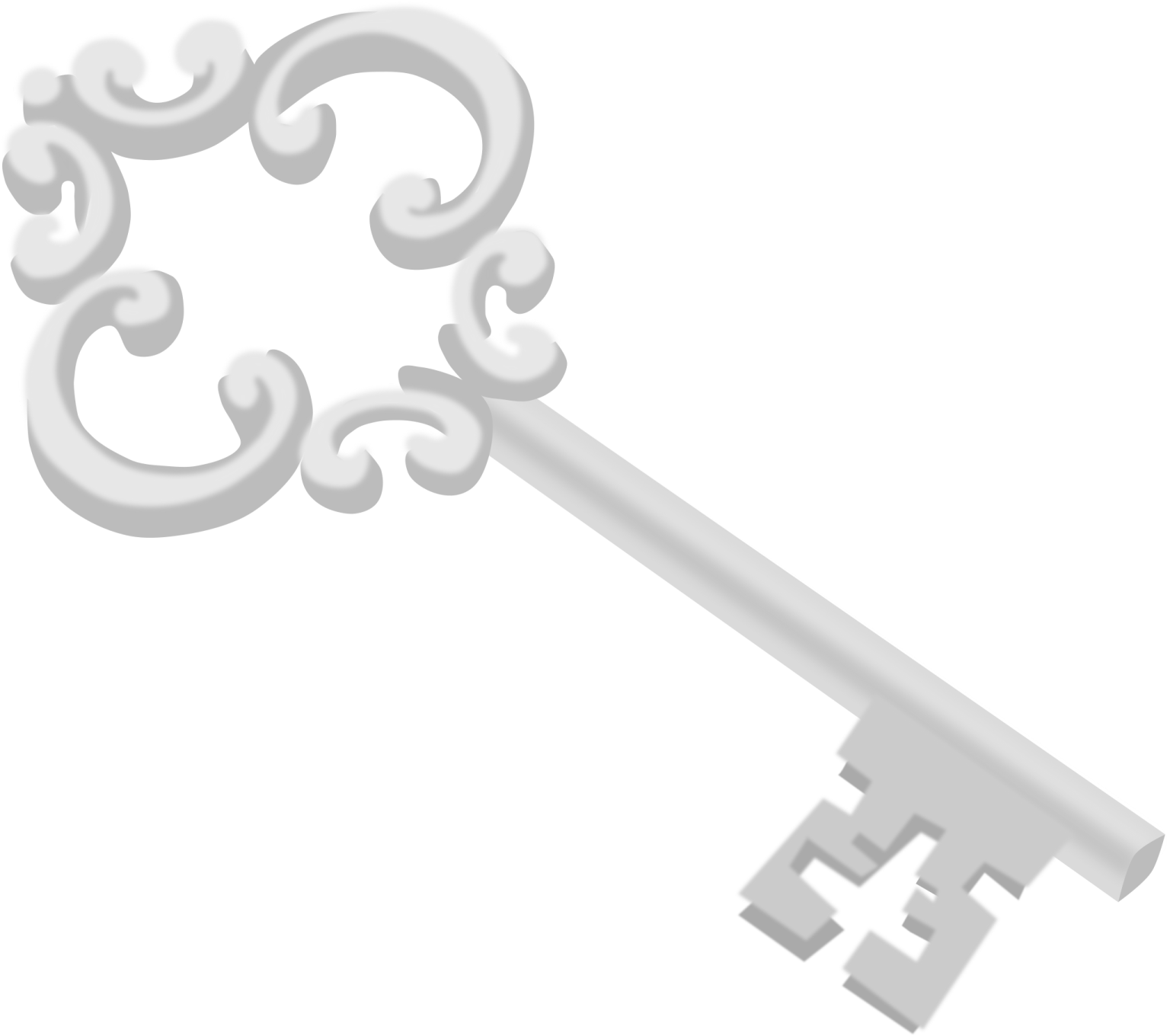 a white key with an ornate design on it