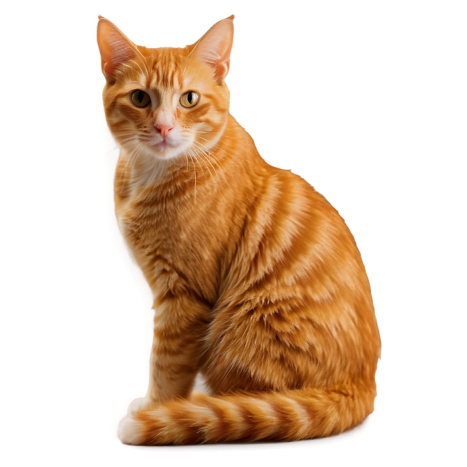 an orange cat sitting on a white surface