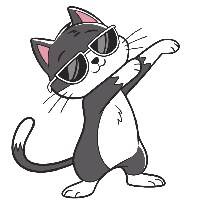 a black and white cat wearing sunglasses