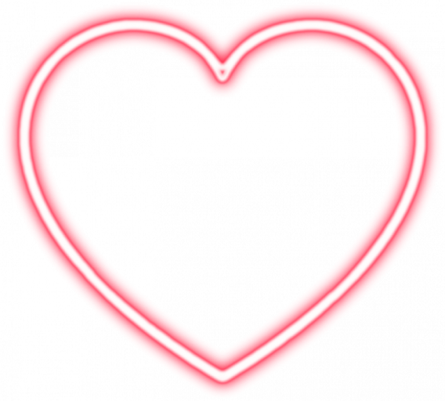 a pink neon heart on a white background