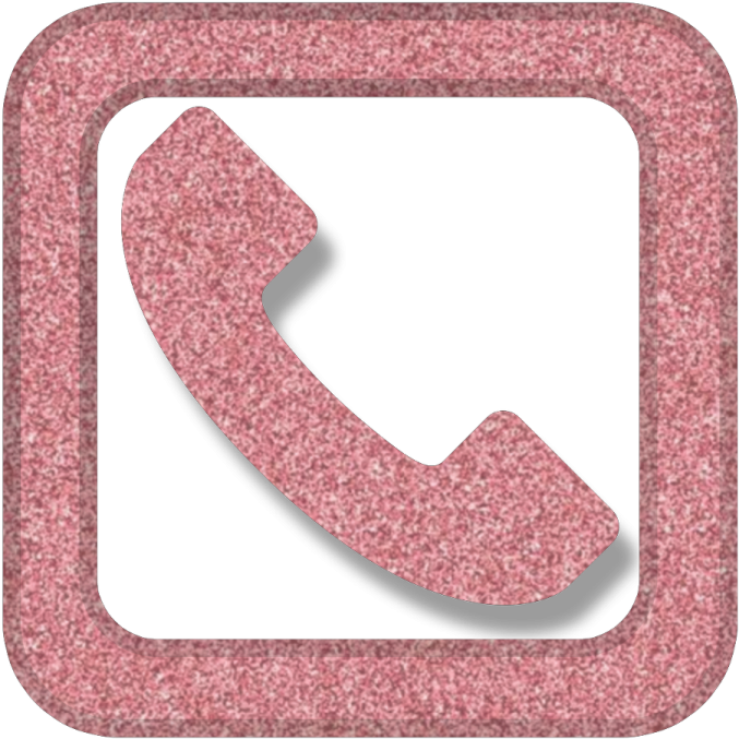 a pink phone icon on a white background