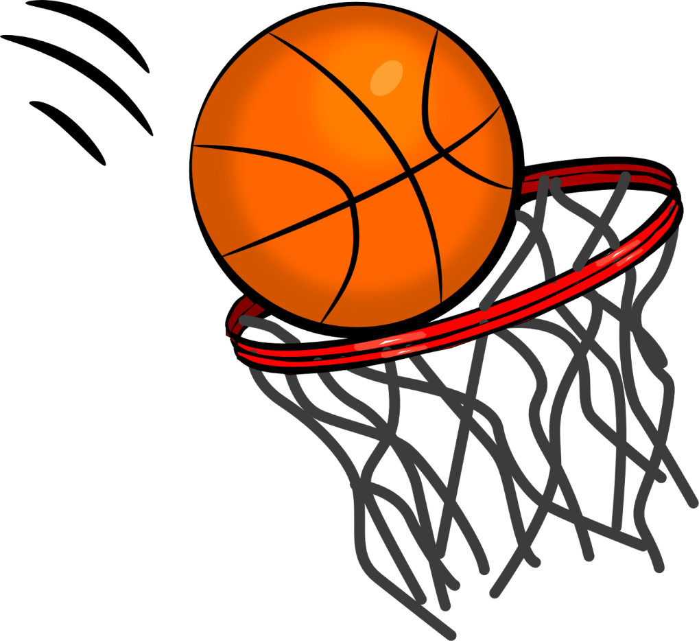 a basketball ball flying through the hoop