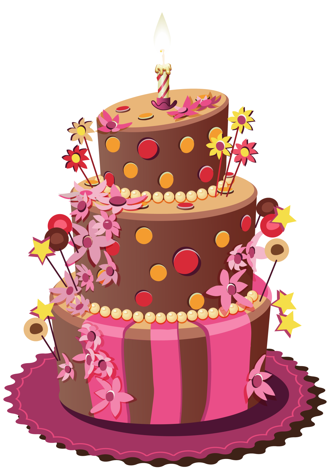 a birthday cake with candles and candis