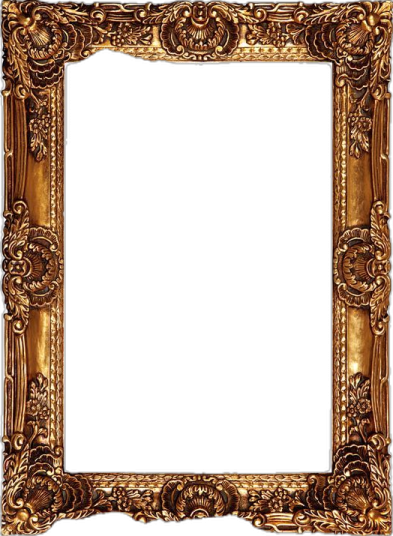 an ornate gold frame with a white background