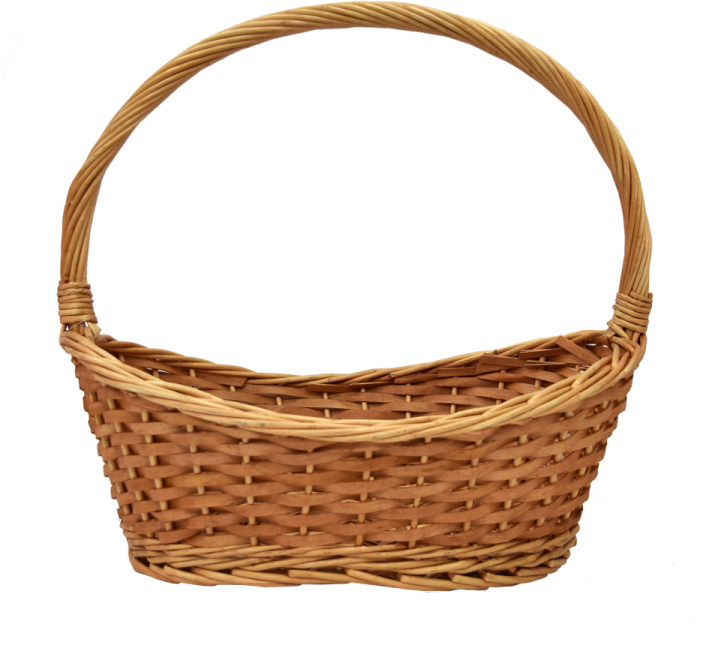 a wicker basket on a white background