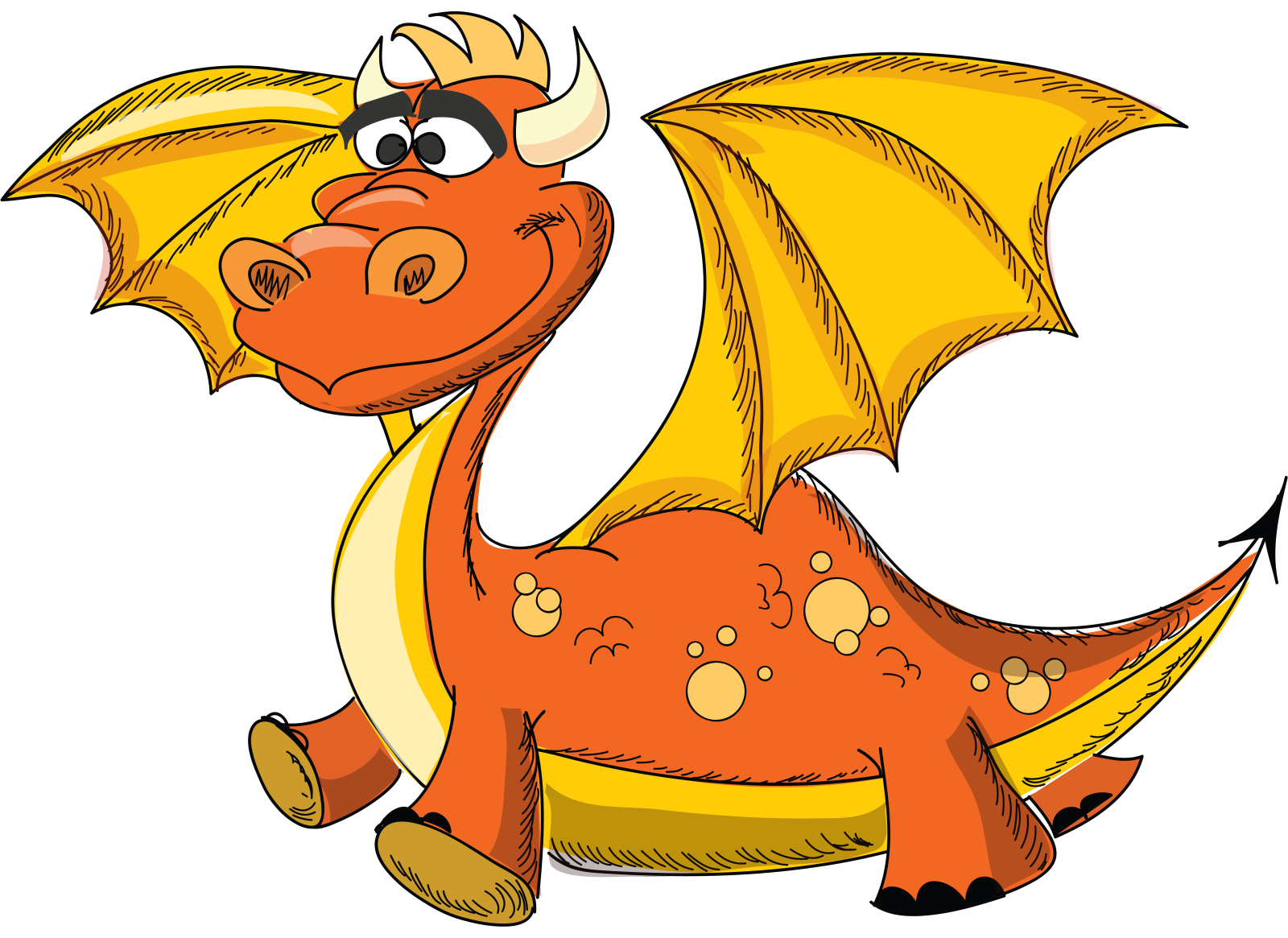 a red dragon with yellow wings