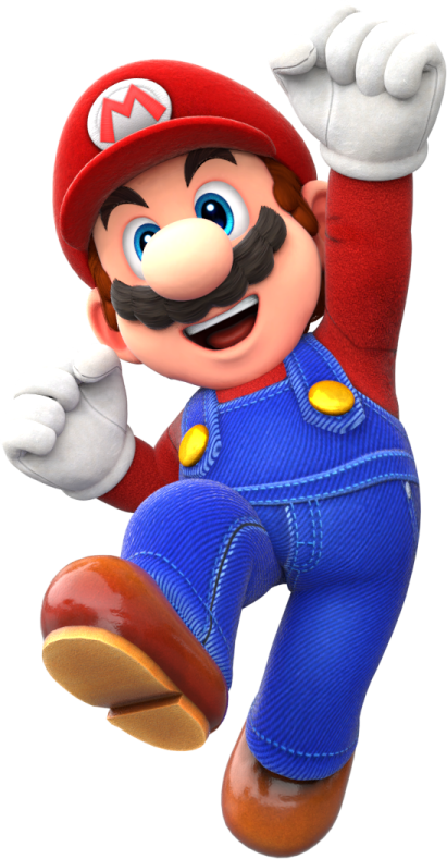 a nintendo character with his arms in the air