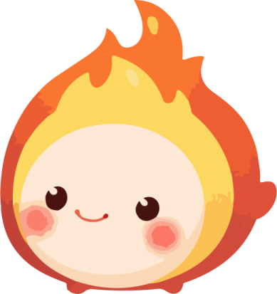a cartoon character with a fire on his head