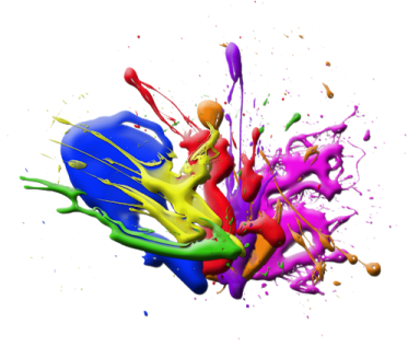colorful paint splashs on white background