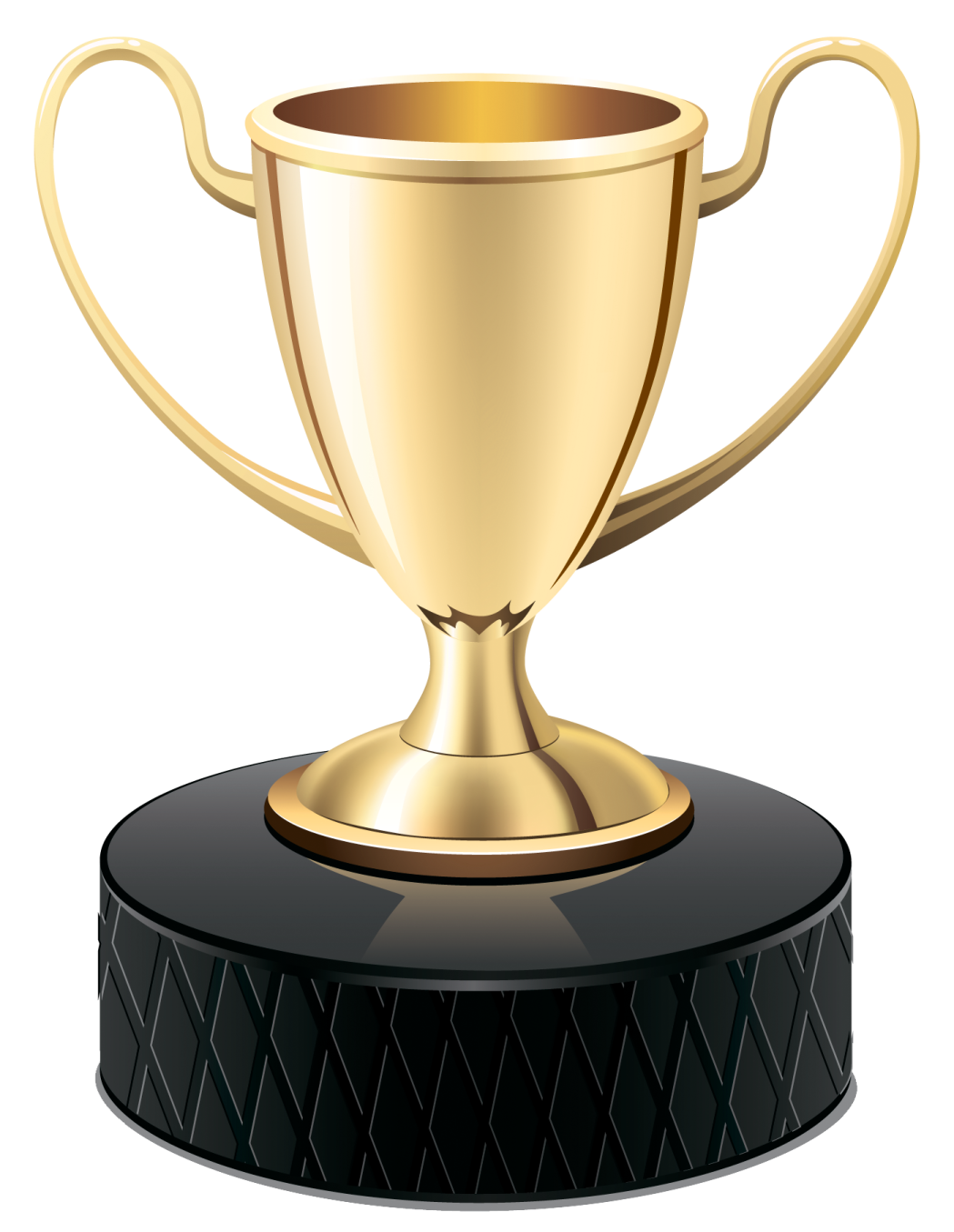 a gold trophy on top of a black pedestal