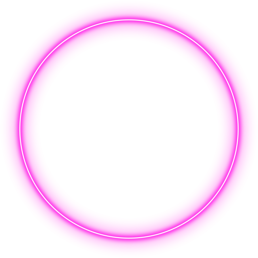 a neon circle with a white background