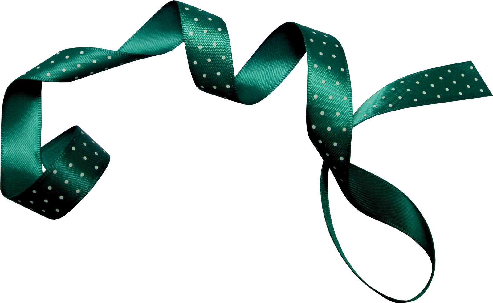a green ribbon with white dots on it