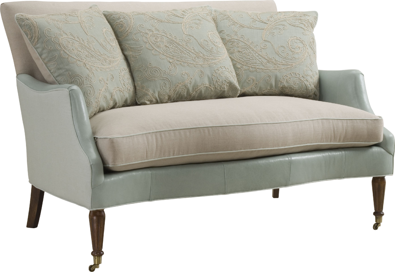 a couch with two pillows on top of it
