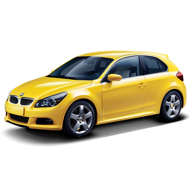 a yellow car on a white background