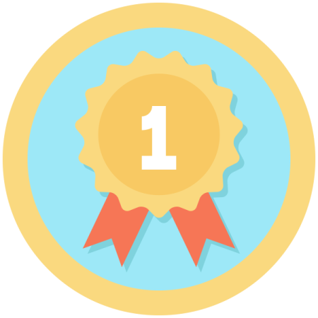 a medal with the number one on it