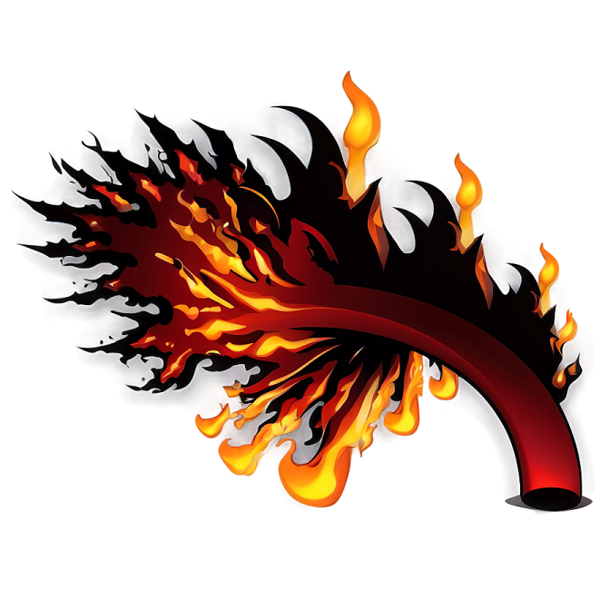 a red and black fire on a white background
