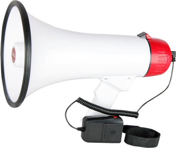 a red and white megaphone on a white background