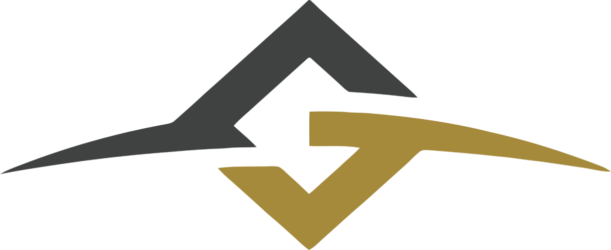 a black and gold triangle with a white background