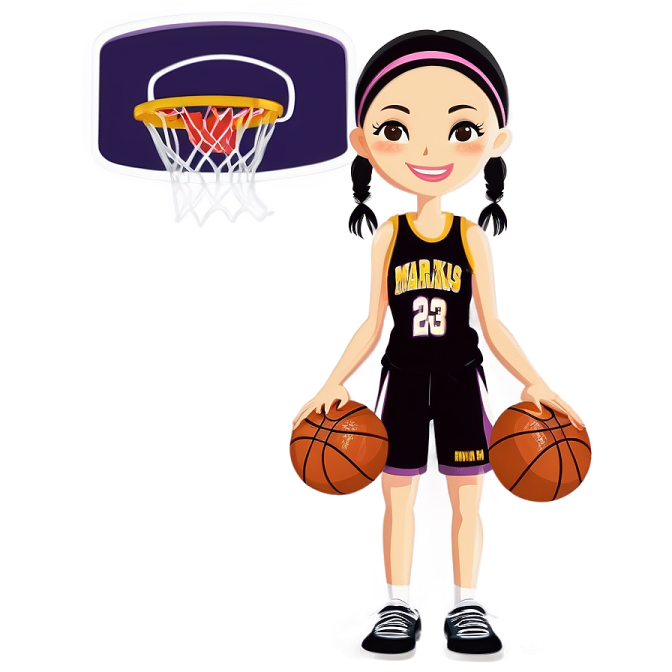 a girl with a basketball ball and a hoop