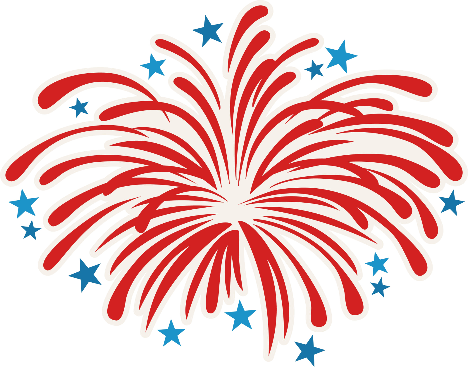 a red, white and blue fireworks with stars