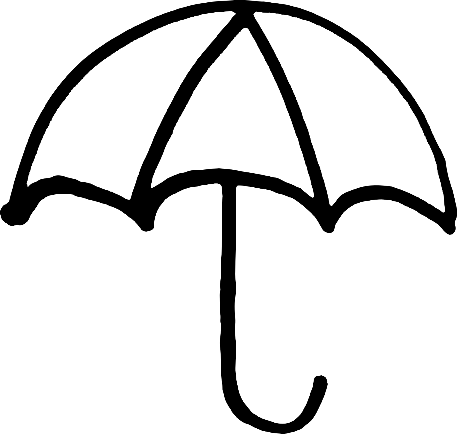 a black and white drawing of an umbrella