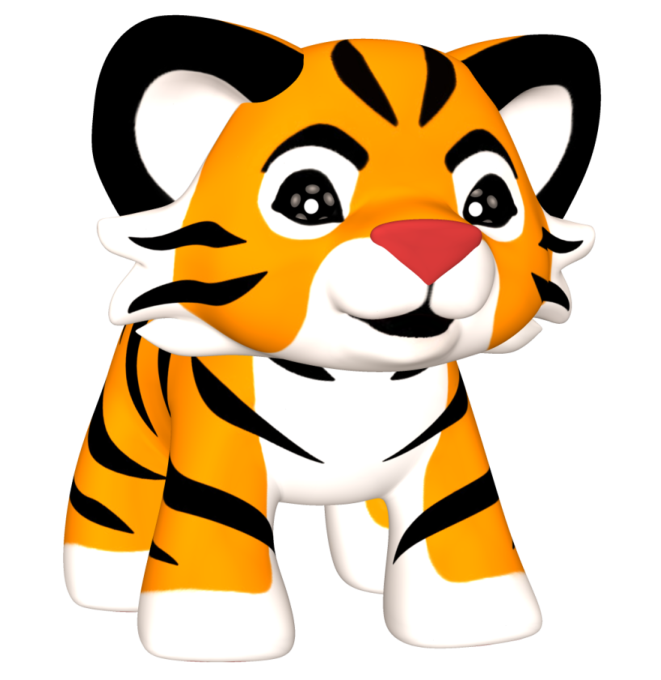 a cartoon tiger with black and orange stripes