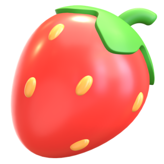 a red strawberry with green leaves on it