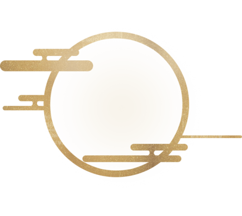 a gold circle frame with a white background