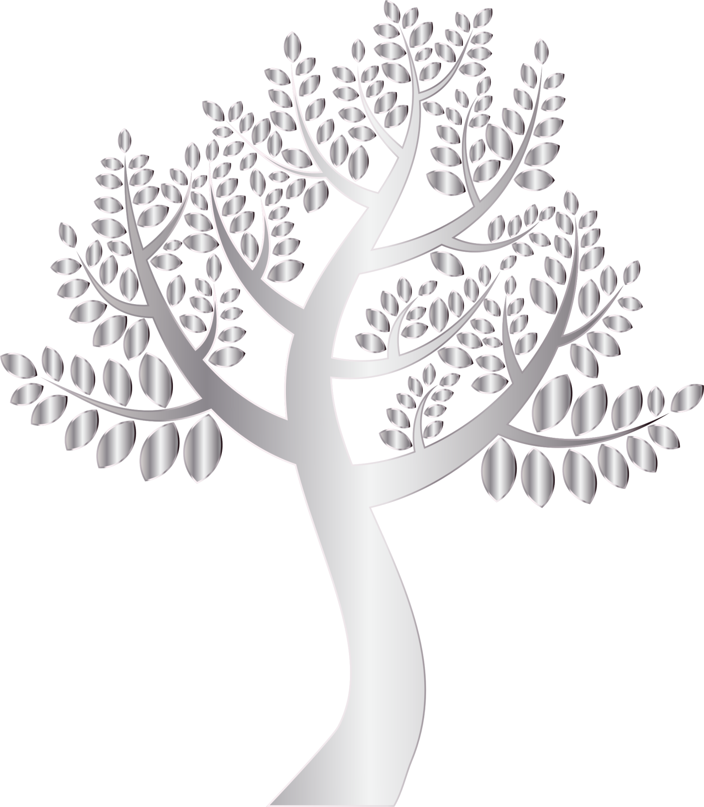 a silver tree on a white background