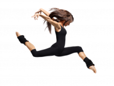 a woman is jumping in the air