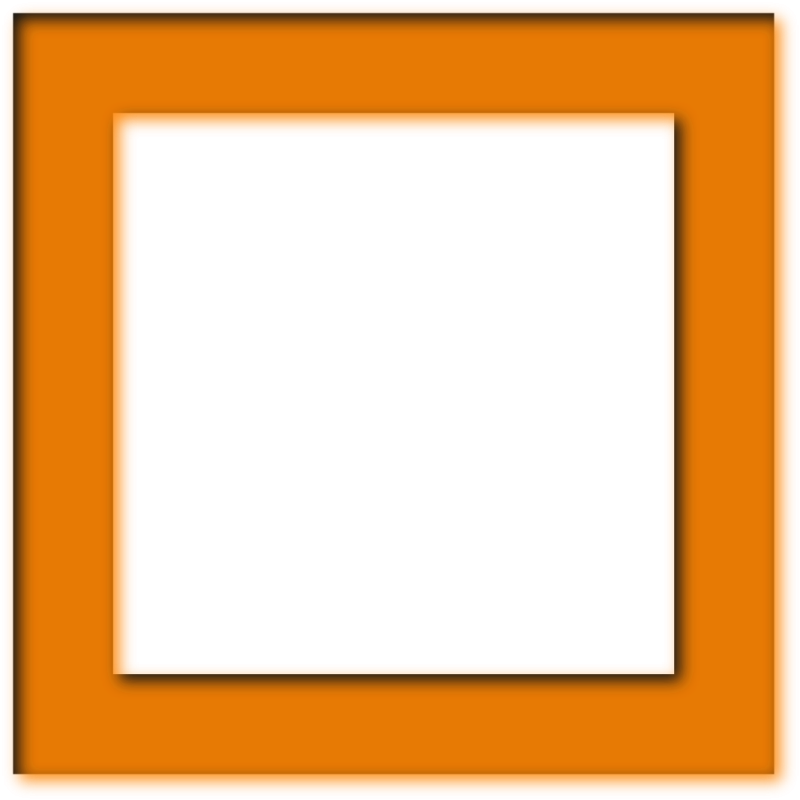 an orange square frame with a white background