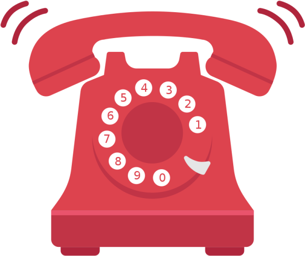 a red phone with numbers on it