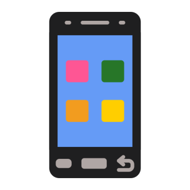 a smartphone with colorful squares on the screen