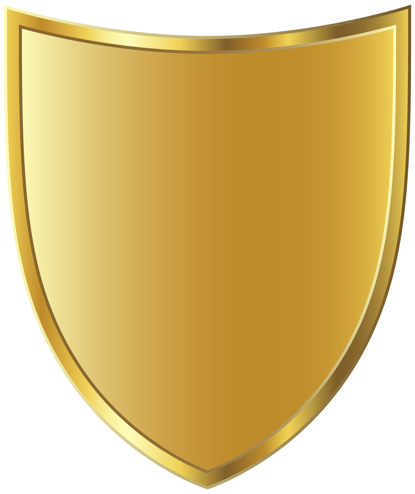 a golden shield on a white background